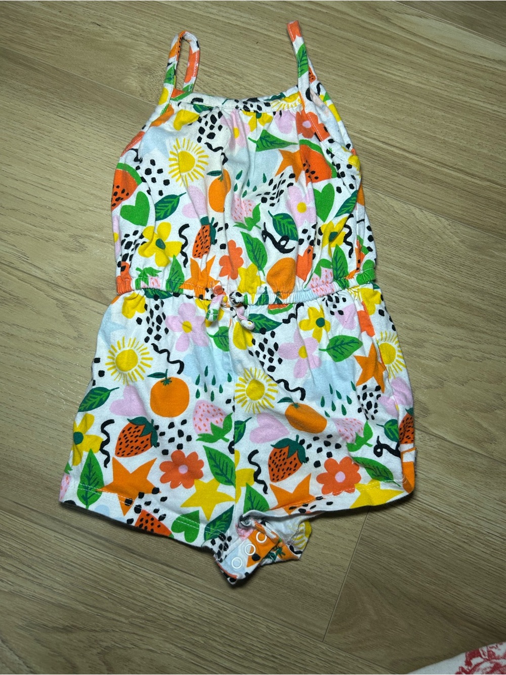 Old Navy White Fruit & Floral Print Girls Romper